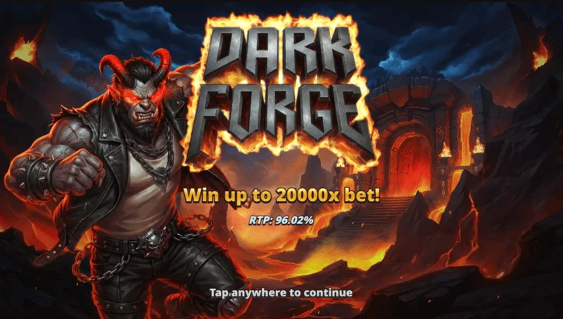 Dark Forge - početni meni sa temom paklene kovačnice